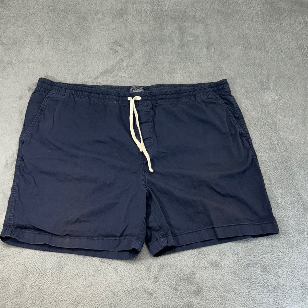 J. Crew Mens XXL Navy Blue Cotton Dock Shorts Elastic Waist Drawstring